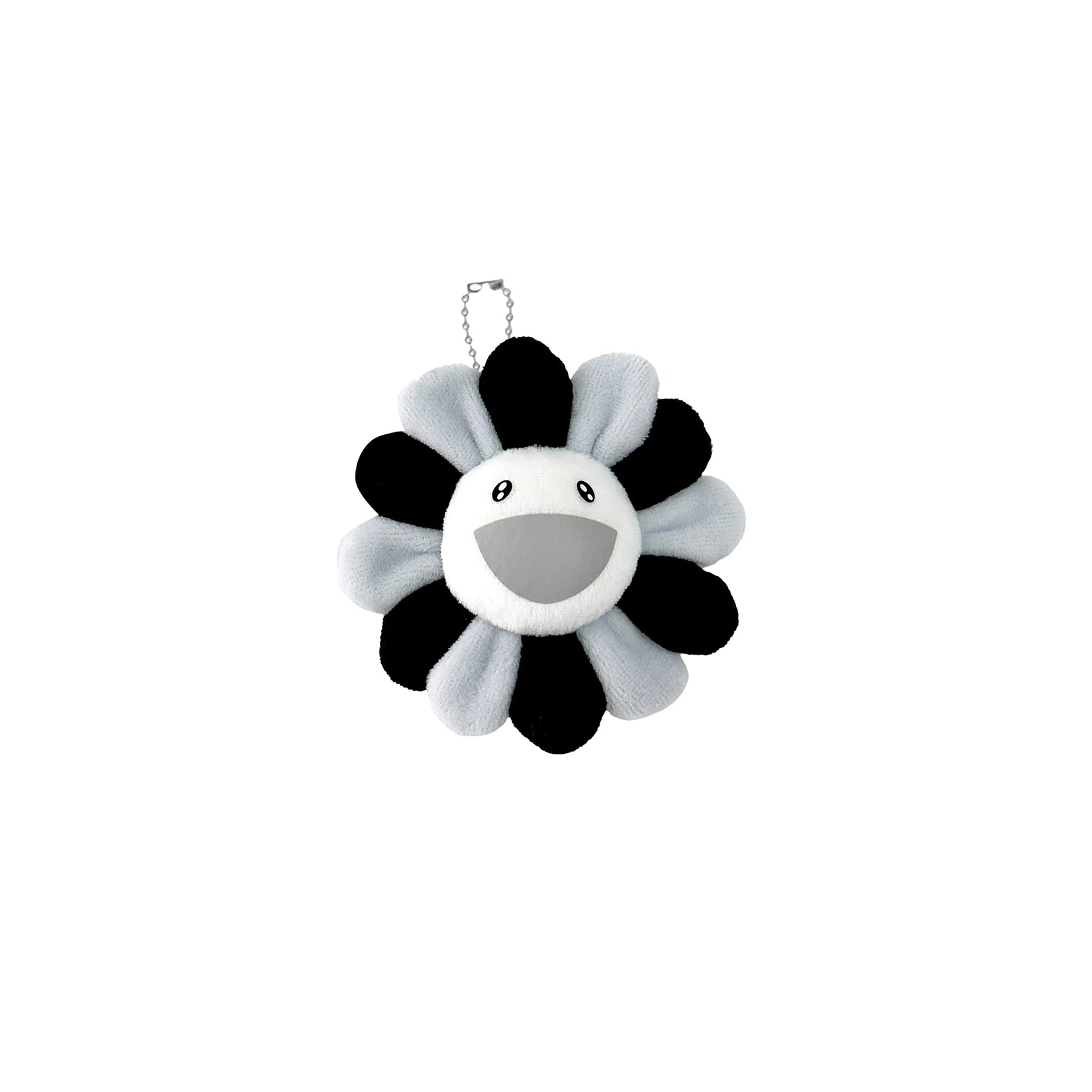 Takashi Murakami - Plush Flower Pin Keychain - Gray & Black