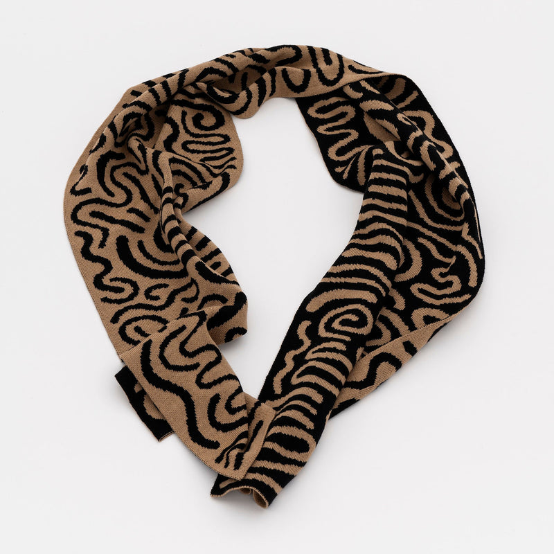 Josh Sperling - Squiggle Scarf (Black & Camel)