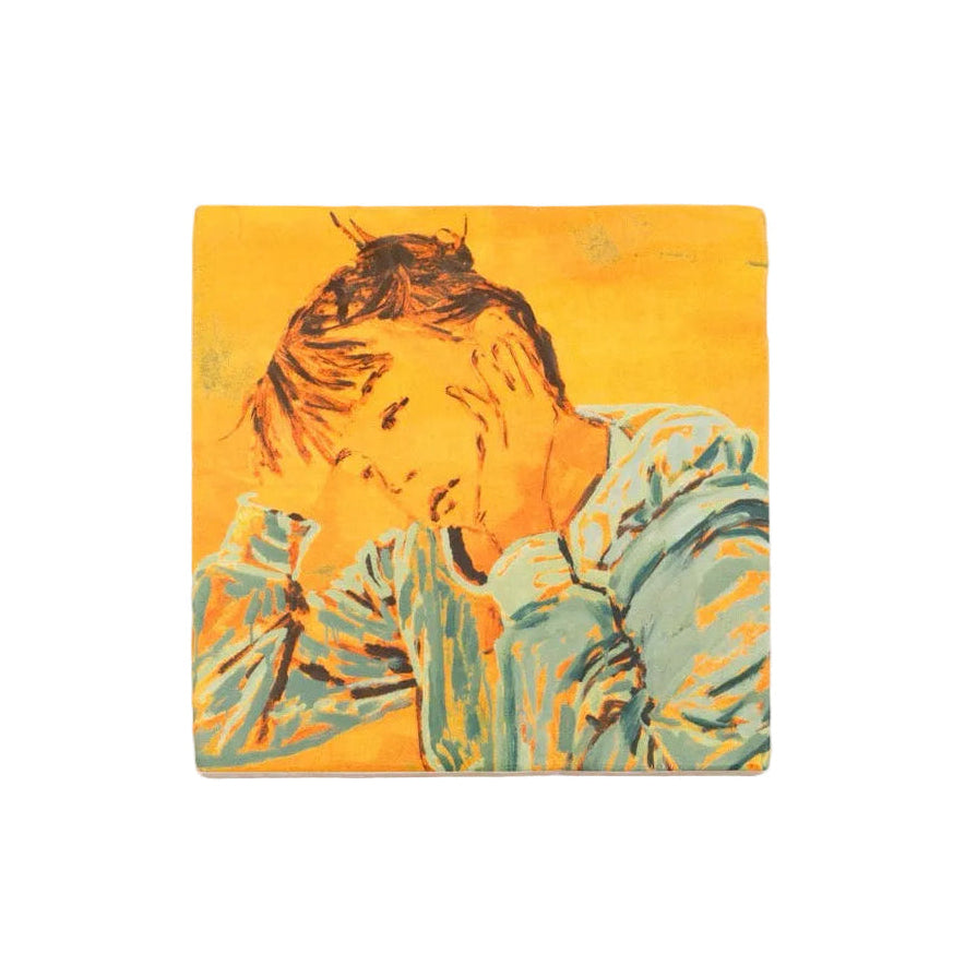 Claire Tabouret - Self-Portrait at the Table (Orange) Tile