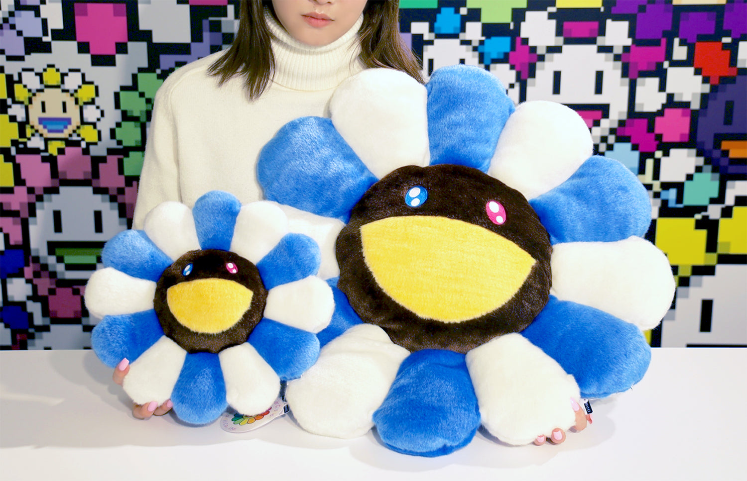 Takashi Murakami - Flower Pillow - Blue & Brown (30cm)