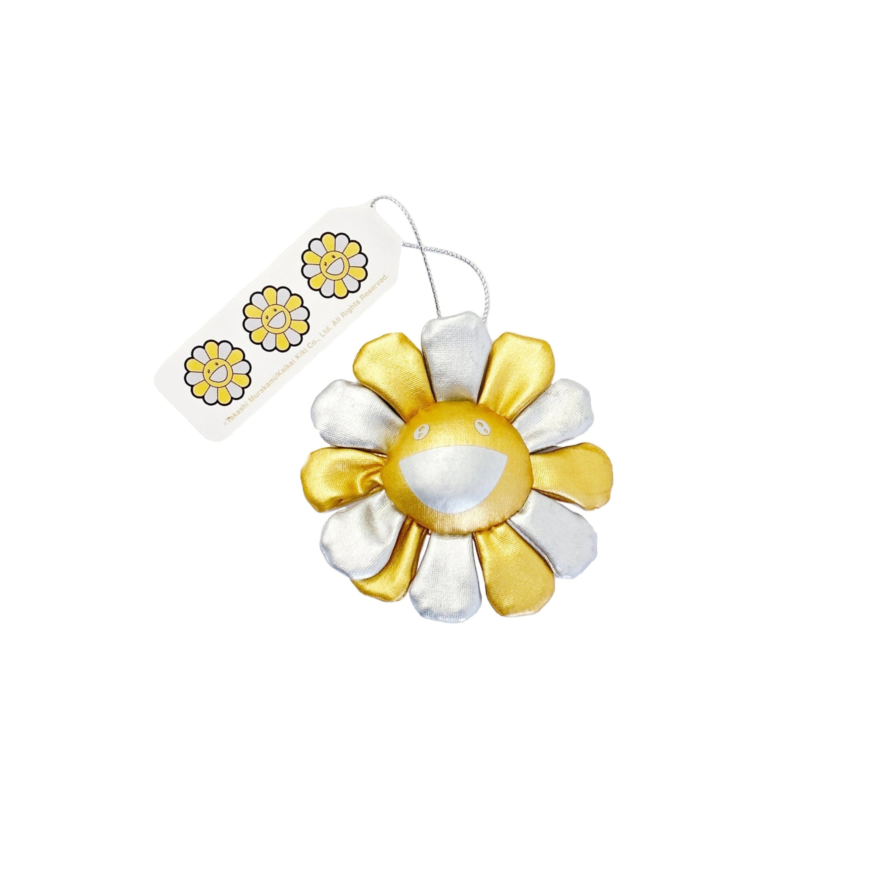 Takashi Murakami - Plush Flower Pin Keychain - Silver & Gold