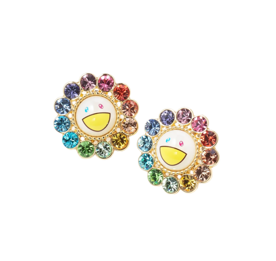 Takashi Murakami x Liquem - Flower Clip-On Earrings (Rainbow)