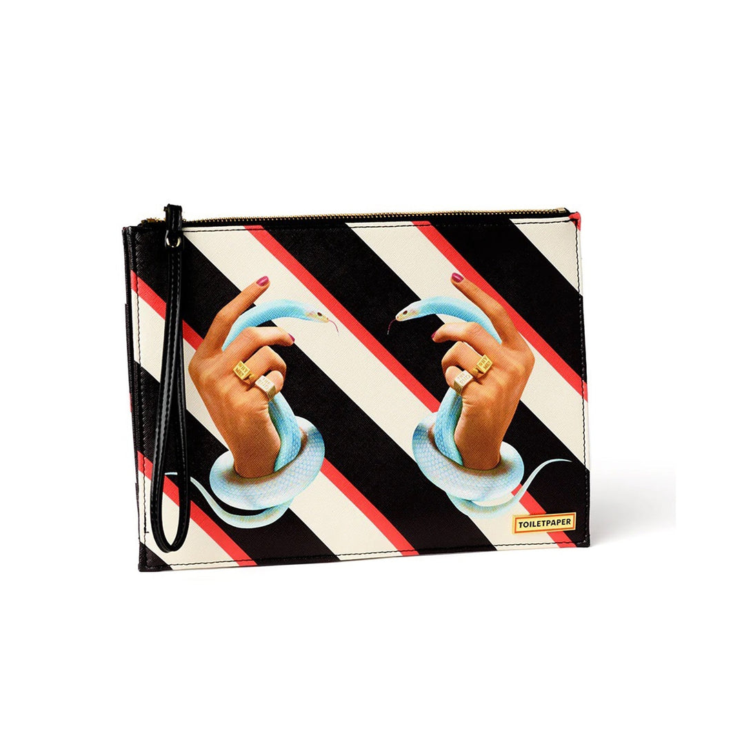 Toiletpaper (Maurizio Cattelan x Pierpaolo Ferrari) - Hand Bag Wristlet - Stripes with Snakes