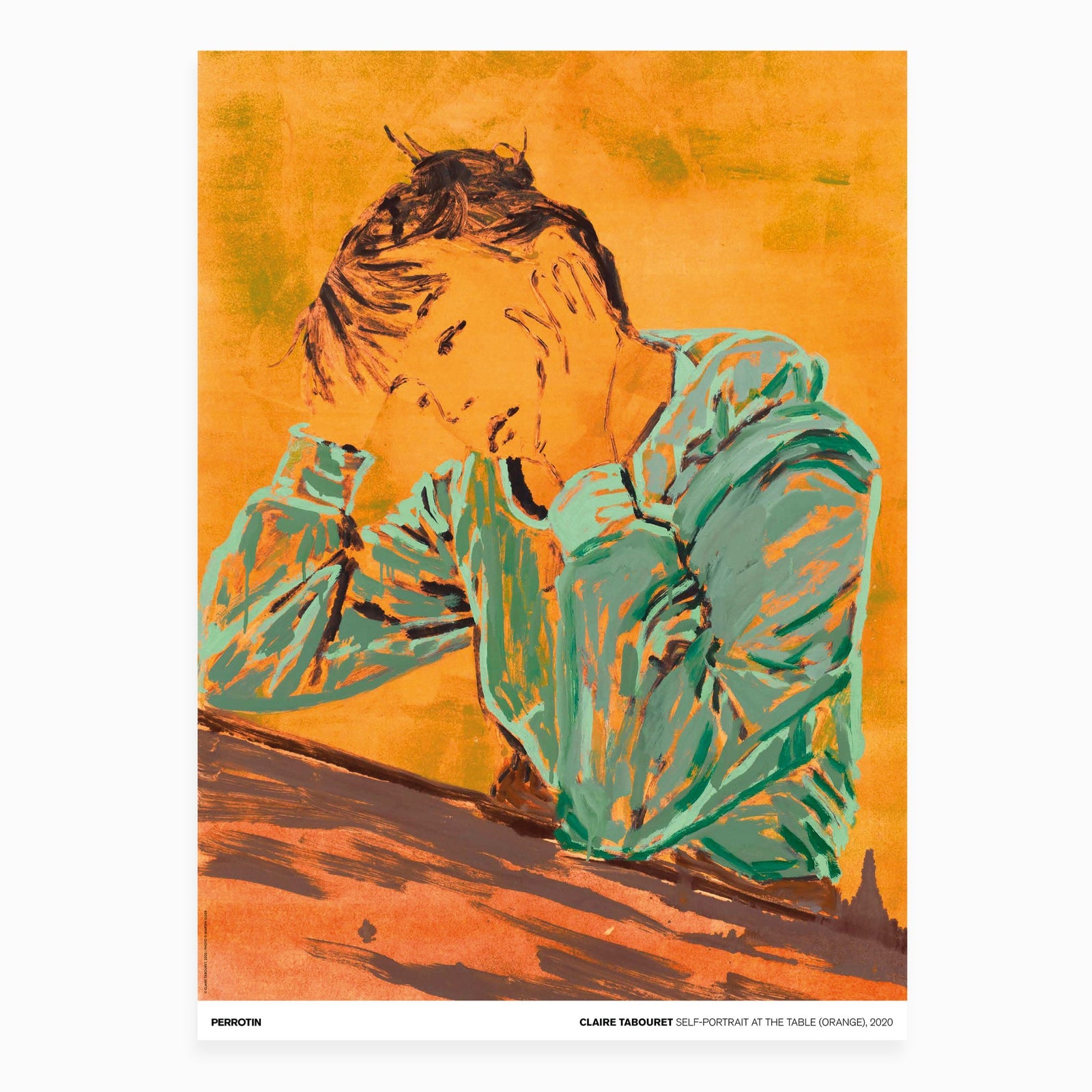 Claire Tabouret - Self Portrait at the Table (Orange) Poster