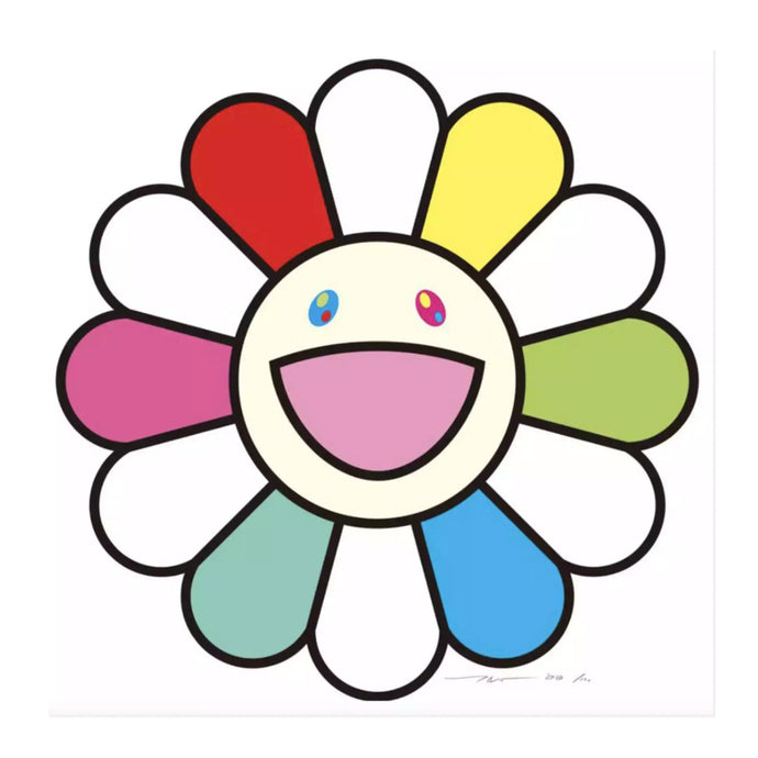 Takashi Murakami - Flower Pillow - Rainbow White (30cm) – Perrotin New York